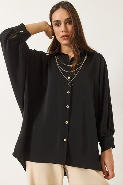 Bianco Lucci Women's Bat Sleeve Mobile Necklace Detailed Jesica Shirt 2454 60283107