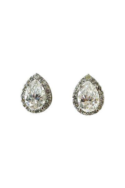 9Kmücevher Pirlanta Çerçeveli̇ Moissanite Taş Küpe