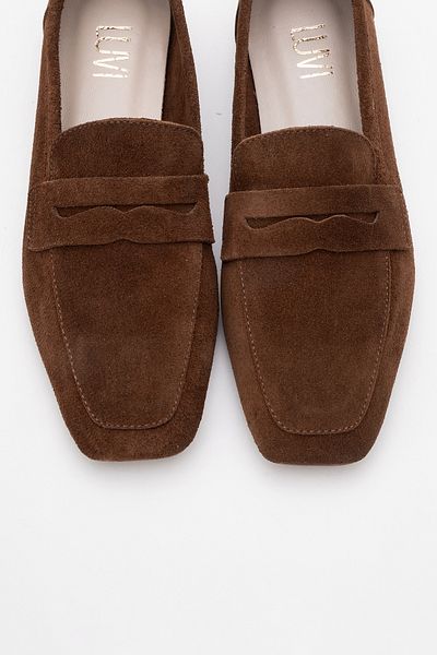 LuviShoes Morne Brown Suede Genuine Leather Women's Loafer Shoes