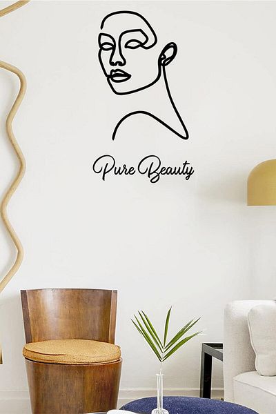 MIGNATIS ملصق حائط مكتوب بخط اليد Puse Beauty وWomen مقاس 60 × 35 سم - أسود