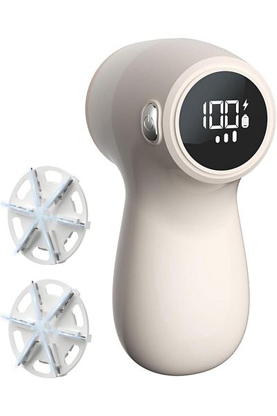 COOYA Rechargeable Fabric Lint Shaver, 6-Blade and LED Display, for Clothes, Furniture(Yellow)