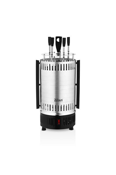 Zilan Gratar vertical Zilan ZLN5565 argintiu, putere 900W, rotatie automata, 5 bete pentru frigarui