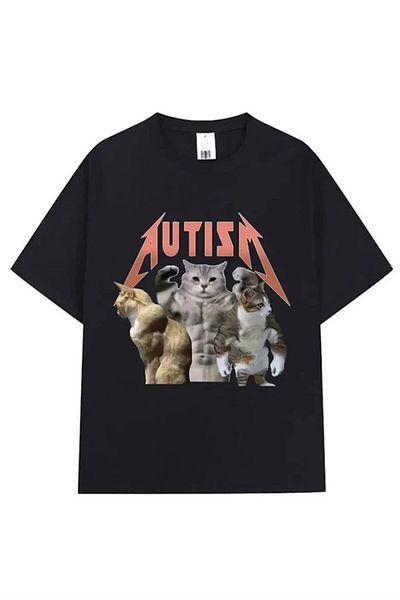 Karakedi Μαύρο μπλουζάκι Unisex Cats Autism