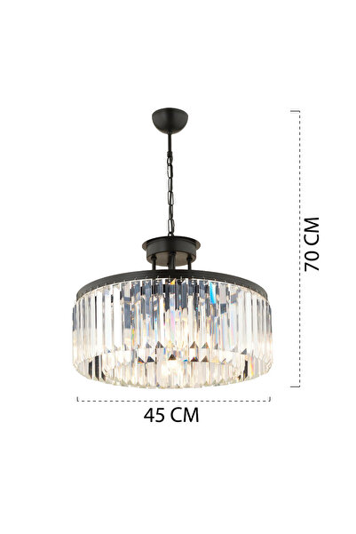 Apliqa Lustra Cristal HubRom, KANVAS SET 3 pieces 3450-BL-03  8xE14-40W, 2x Aplica 1xE14-40W  Negru