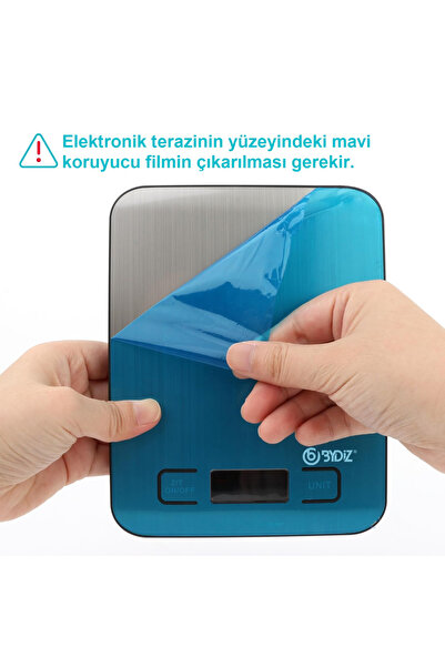 bydiz Dijital Mutfak Terazisi 10 Kg 1 Gr Hassas Mutfak Tartısı Paslanmaz Çelik Yüzey + Pil Hediyeli BY-005