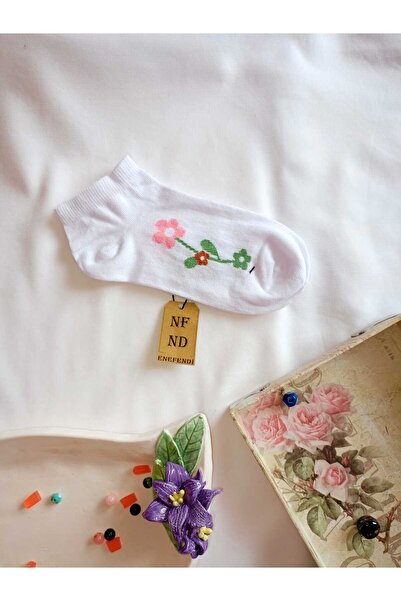 ENEFENDİ 2 чифта памучни безшевни къси чорапи с шарки за жени, размери 36-40, зелени, бели, розови