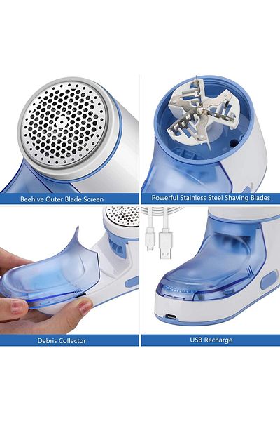 COOYA Fabric Shaver, Lint Remover for Clothes, Rechargeable Electric Clothes Shaver with USB (Blue)