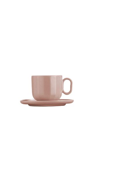 Kütahya Porselen 4 Piece Matte Pink 2-Person Espresso Coffee Set 85 Cc