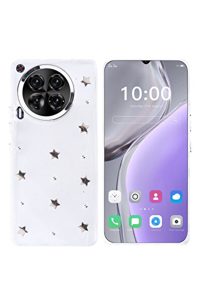 Gpack Tecno Camon 30 5G uyumlu Kılıf Kenarlar Airbagli Simli Şeffaf Kutup Kap...