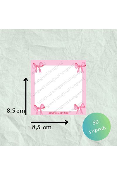 Songwol Studios Coquette, Koket, Pink Ribbon Memo Pad, Memopad, Notepad