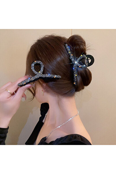 GÜLPEŞE Siyah Kristal Taşlı Mandal Toka Stella-494