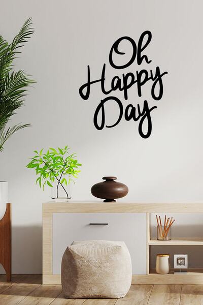 MIGNATIS Autocolant cu textul „Oh Happy Day” scris de mână 60x49cm - Negru