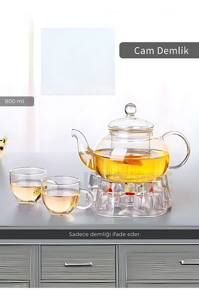 Jet's Home Glass Teapot 800 ml Tea Herbal Tea Infuser Heat-Resistant Teapot