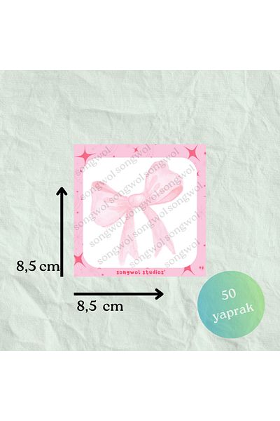 Songwol Studios Coquette, Koket, Pink Ribbon Memo Pad, Memopad, Notepad