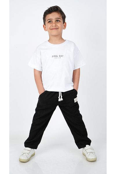 Katre Boy's Cotton Tshirt Linen Pants Suit