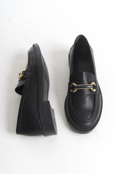 Entella Store Kadın Loafer KEMER TOKA Siyah Günlük Ayakkabı