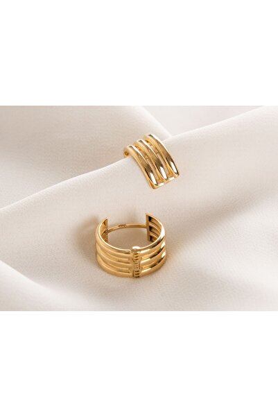 Safir Kuyumculuk Altın Üçlü Halka Küpe