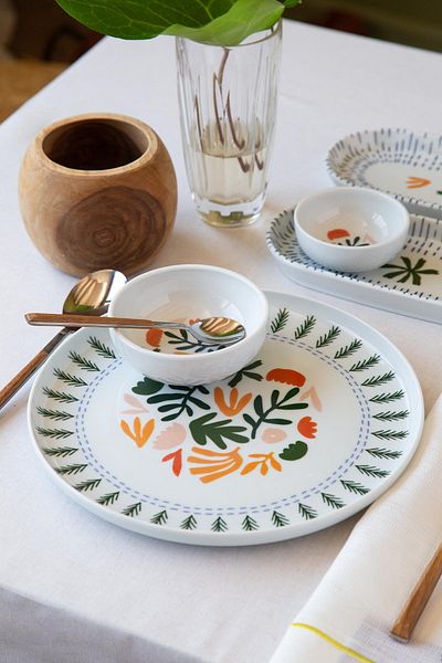 Kütahya Porselen Moderna Harvest 14 Piece Breakfast Set for 6 People