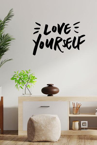 MIGNATIS Autocolant cu textul „Love Yourself” scris de mână 60x38cm - Negru