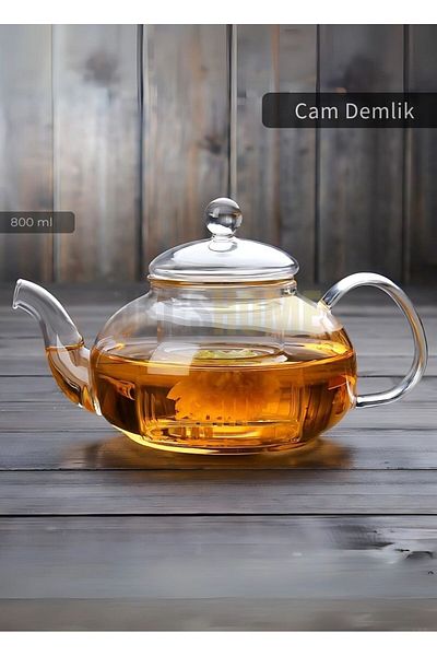 Jet's Home Glass Teapot 800 ml Tea Herbal Tea Infuser Heat-Resistant Teapot