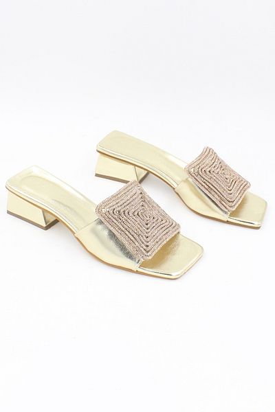 ENDİCAN Women's Stoned Evening Dress Slippers Battal, between 475 and 512 (Gold)