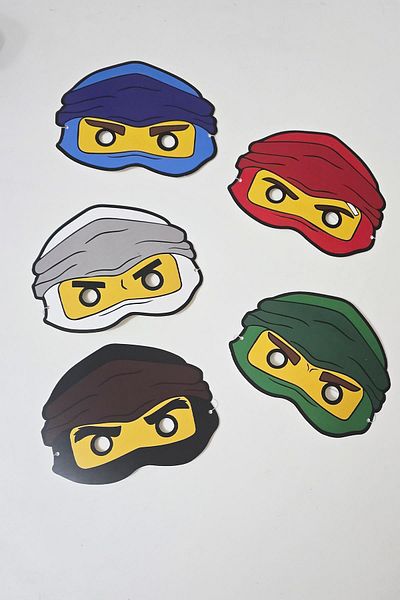 PEKSHOP Χάρτινες μάσκες με θέμα Ninjas 5 Pack Ninja Concept Γενέθλια