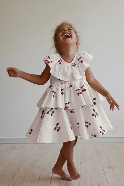 EAC collection Barbosa Girl's Cherry Patterned Muslin Fabric Dress