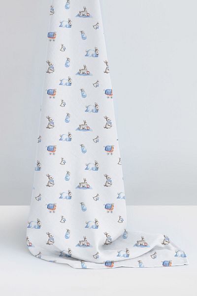 DEUX LAPINS 100% Cotton Muslin Baby Blanket - Bebe Lapin 70X70 cm