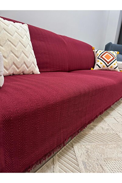 ŞENER HOME Modern Multi-Purpose Throw & Sofa Cover - Claret Red