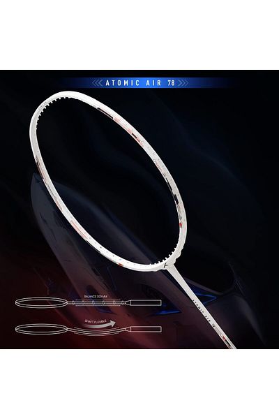 Hundred Atomic Air 78 Badminton Racket | Carbon Fibre | 78g | Max Tension 32lbs | Intermediate Players