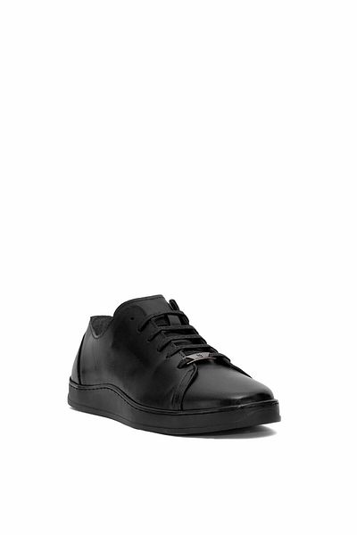 LUCIANO BELLINI 25Y-C12338 Genuine Leather Men's Casual Shoes Black