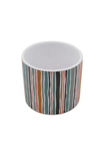 BM GİFT DESİGN Mască ghiveci, din ceramică, dungulițe multicolore, 11 cm