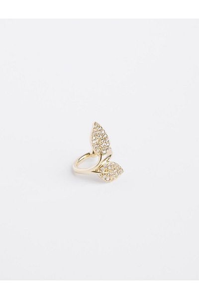 Jimmy Key Gold Color Leaf Figured Joint Earrings