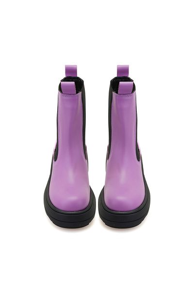 Desa Γυναικείες δερμάτινες μπότες Anton Purple με ελαστικές πλευρές