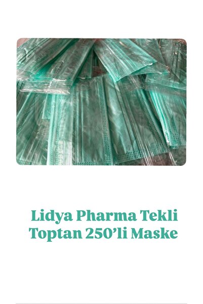 Lidya Pharma Yeşil Telli Tekli Poşetli Toptan 250 Adet Maske (KUTUSUZ)