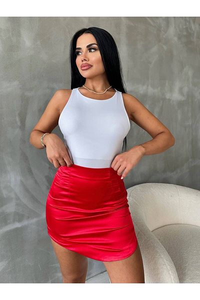 solena sln Women's Satin Mini Skirt with Pencil