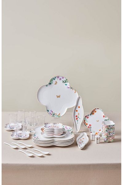 Karaca Stream Bone Lunetta 34 Piece Breakfast Set for 6 People