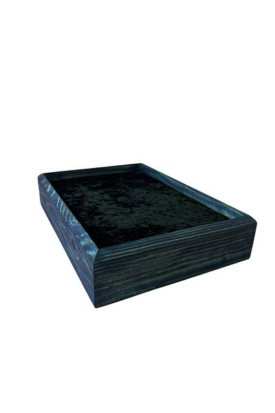 MeGass Dekor Blue Wooden Model 25 / 18 cm Black Color Bracelet Handcuff Tray