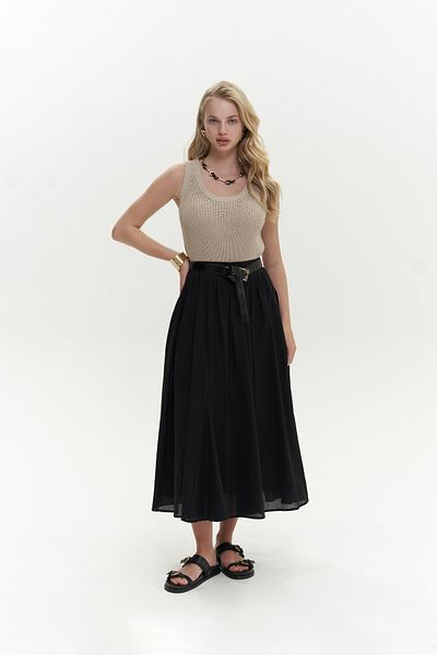 MAİ COLLECTİON Canti Knitwear Slit Detail Sleeveless Beige Sweater