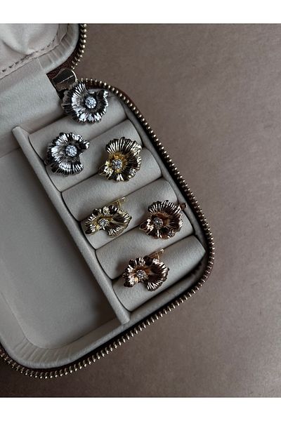 Miltonia Zircon Stone Flower Steel Earrings