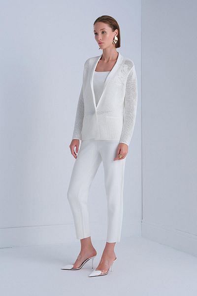 JOIN US Ecru Trousers with Belted Waist and Pockets