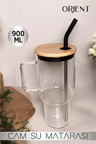 Orient Glass Flask & Wooden Lid 900ml