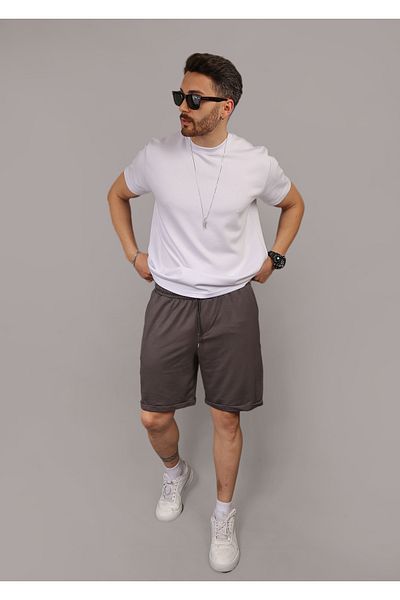 EydaMoon Unisex χτενισμένο βαμβακερό κανονικό 100% οργανικό βαμβάκι καλοκαιρινό σορτς με τσέπες