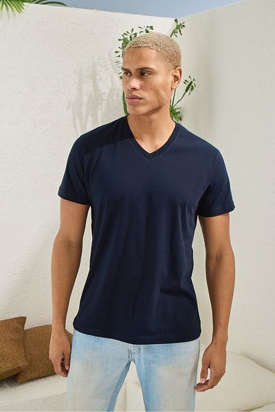 KLY Ανδρικό μπλουζάκι Navy Blue 100% βαμβακερό με λαιμόκοψη