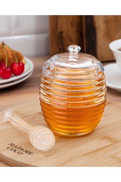 Madame Coco Lorenzo Honigglas aus Glas mit Schöpflöffel – 240 ml