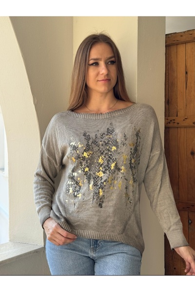 Butik Ayseba Varaklı İnce İtalyan Triko Kazak