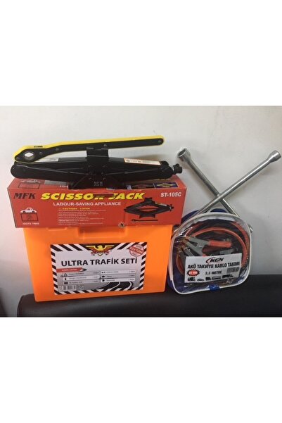 AÇIK OTOMOTİV TRAFİK SETİ +BİJON ANAHTARI+ KRİKO+ AKÜ TAKVİYE KABLO-4 LÜ SETİ