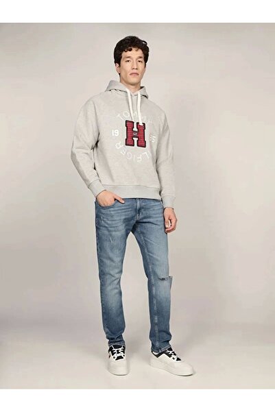 Tommy Hilfiger TJM TERRY HOODIE GREY MELANGE Erkek gri Sweatshirt DM0DM21259P01