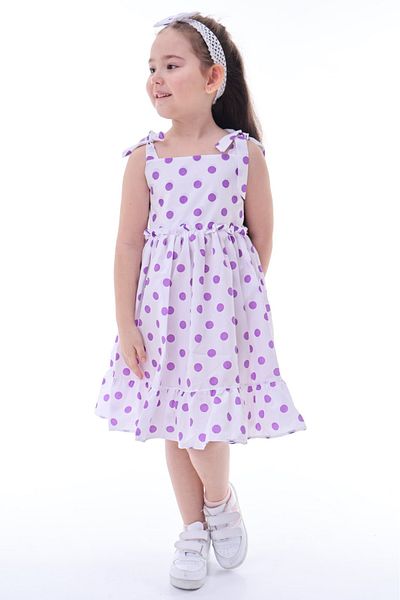 MAXI DRY Polka Dot Summer Girls Dress with Bandana and Bowknot Detail for Ages 3-12