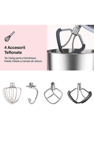 STARCREST Robot de bucatarie STARCREST SKM-1500BK, 1500W, Bol 5.5 L Inox, 5 Accesorii, 6 Viteze